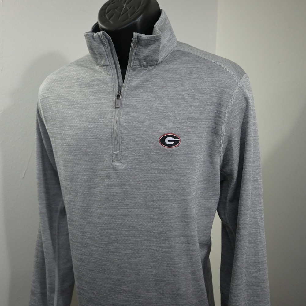 Vineyard Vines Georgia Bulldogs Performance 1/4 Zip Pullover Mens Large Gray LS